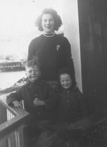 333: Mary Dunphy with young Leo and Anne Marie Barry, at the Dunphy house.(circa 1948) [courtesy of  Mary (Dunphy) Lamb]  - Mary daughter of Thomas Dunphy &amp;amp; Anastasia Carroll; Leo &amp;amp; Anne Marie children of Leo Barry &amp;amp; Elizabeth Ryan